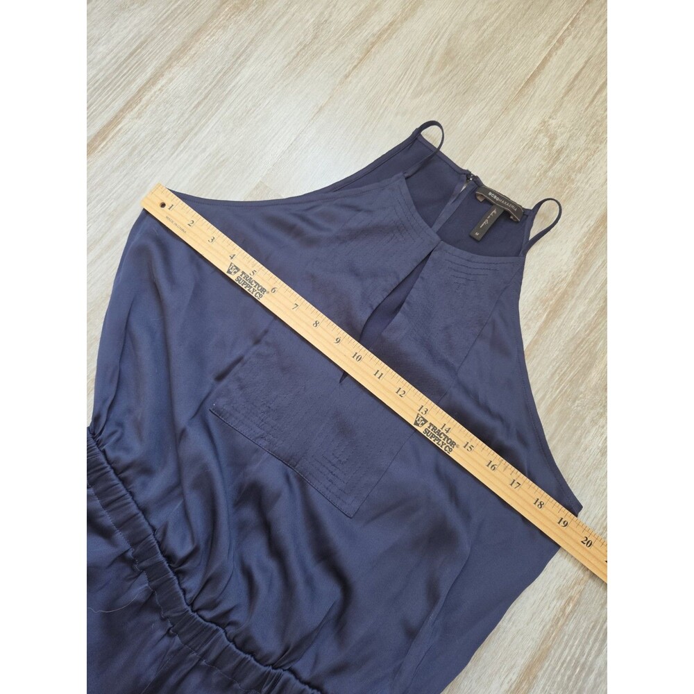 BCBGMAXAZRIA Navy Blue Wide Leg Halter Jumpsuit Keyhole Womens M EUC - Picture 6 of 11